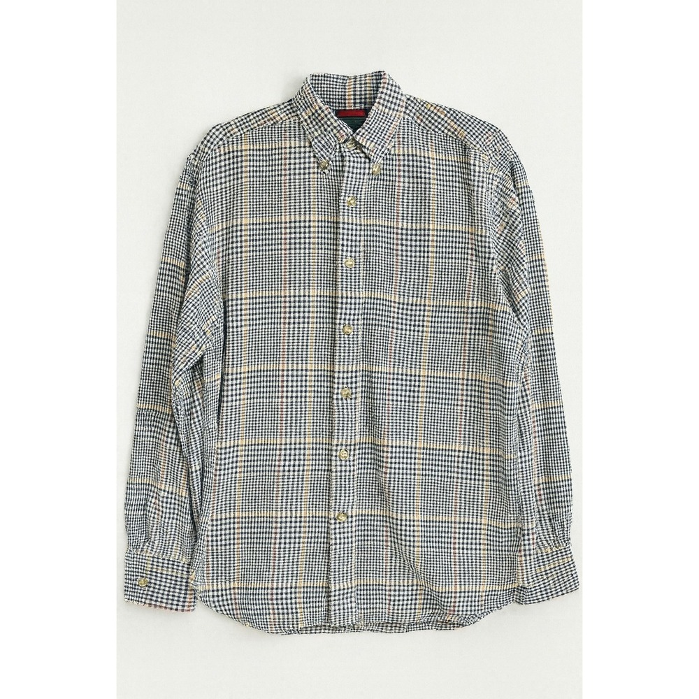 Button-Down Plaid Men's Shirt in Blue and Cream